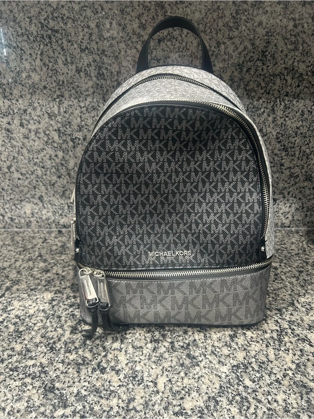 Michael Kors Black and Gray Signature Mini Backpack